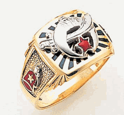 10k Gold Shriners Ring Solid Back